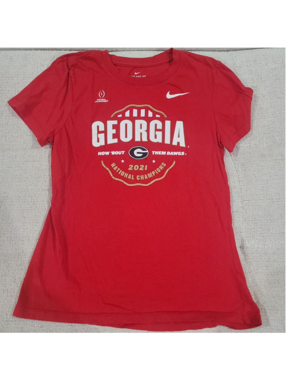 Georgia Bulldogs Nike T Shirt Top Womens Small Red 2021 National Champions